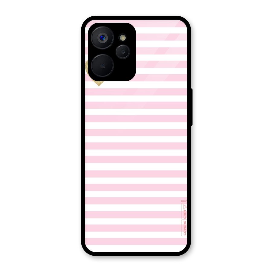 Pink Stripes Glass Back Case for Realme 9i 5G