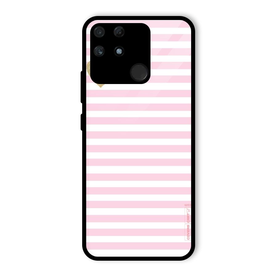Pink Stripes Glass Back Case for Realme Narzo 50A