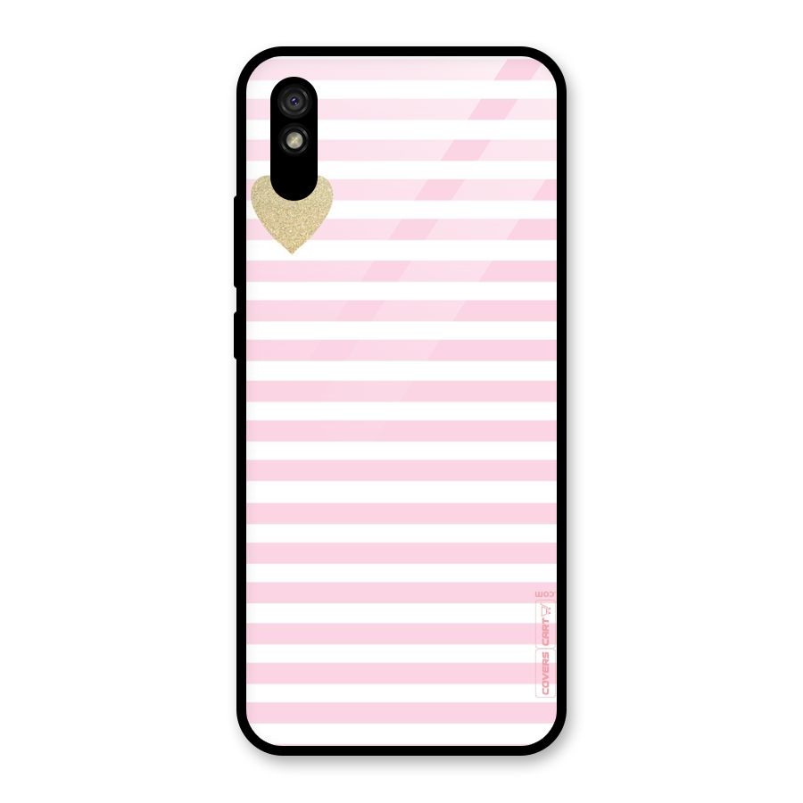 Pink Stripes Glass Back Case for Redmi 9i