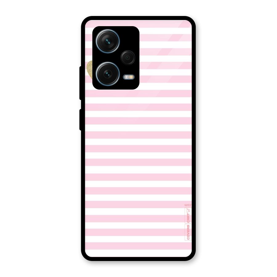 Pink Stripes Glass Back Case for Redmi Note 12 Pro Plus 5G