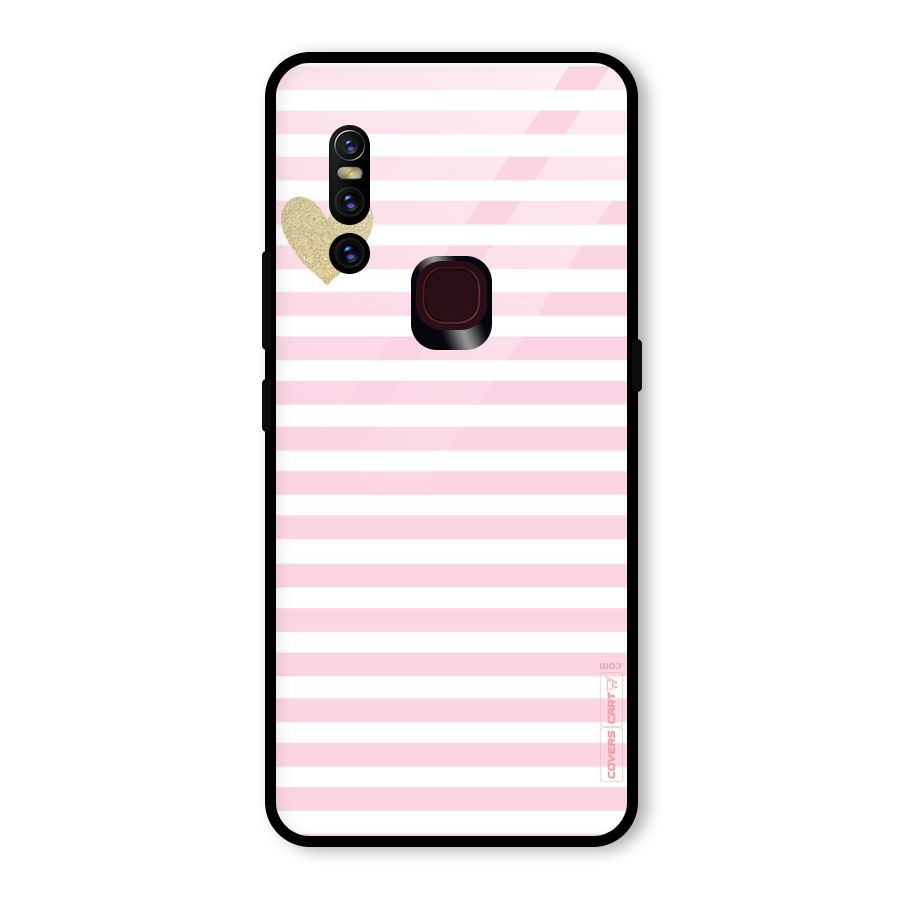 Pink Stripes Glass Back Case for Vivo V15