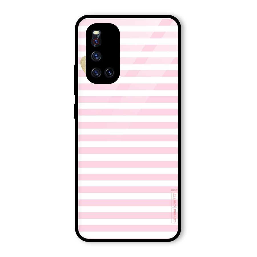 Pink Stripes Glass Back Case for Vivo V19