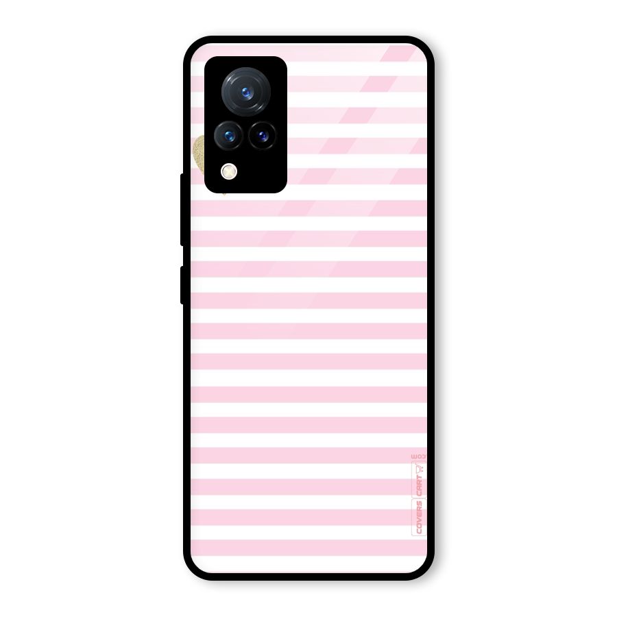 Pink Stripes Glass Back Case for Vivo V21 5G