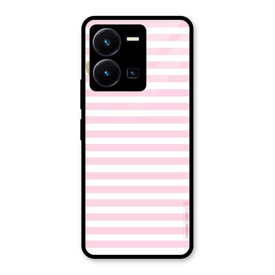 Pink Stripes Glass Back Case for Vivo Y35