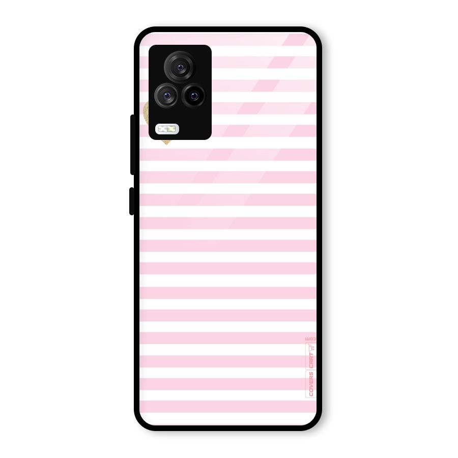 Pink Stripes Glass Back Case for Vivo iQOO 7 Legend 5G