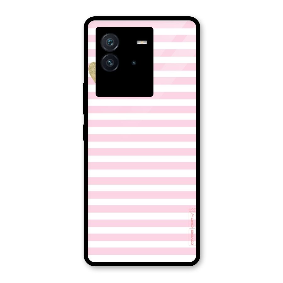 Pink Stripes Glass Back Case for Vivo iQOO Neo 6 5G