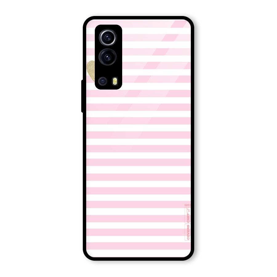 Pink Stripes Glass Back Case for Vivo iQOO Z3