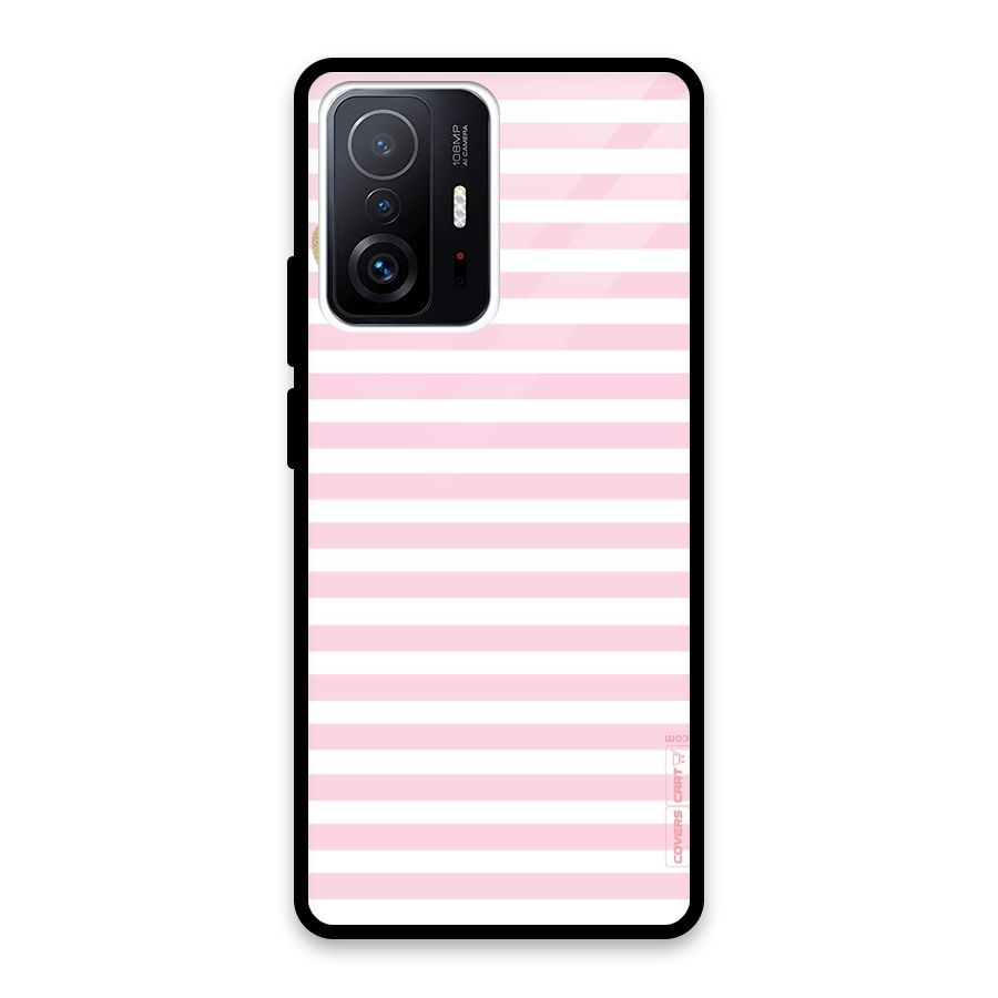 Pink Stripes Glass Back Case for Xiaomi 11T Pro