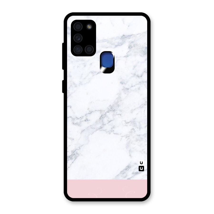 Pink White Merge Marble Glass Back Case for Galaxy A21s