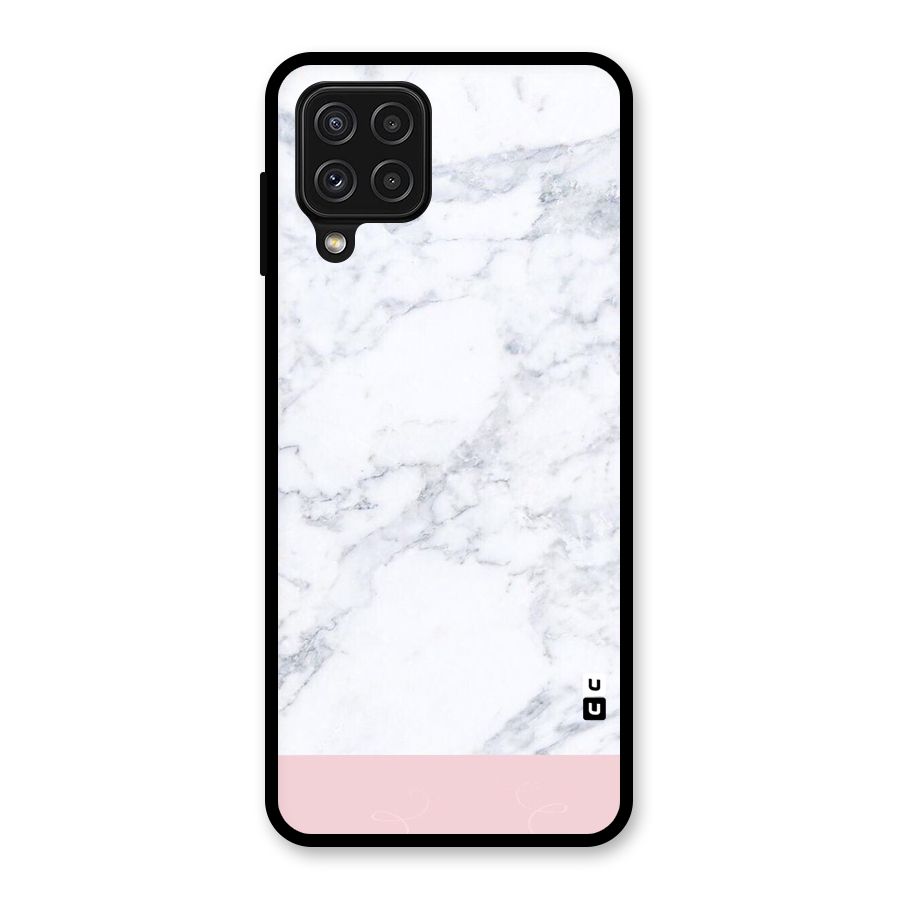 Pink White Merge Marble Glass Back Case for Galaxy A22 4G