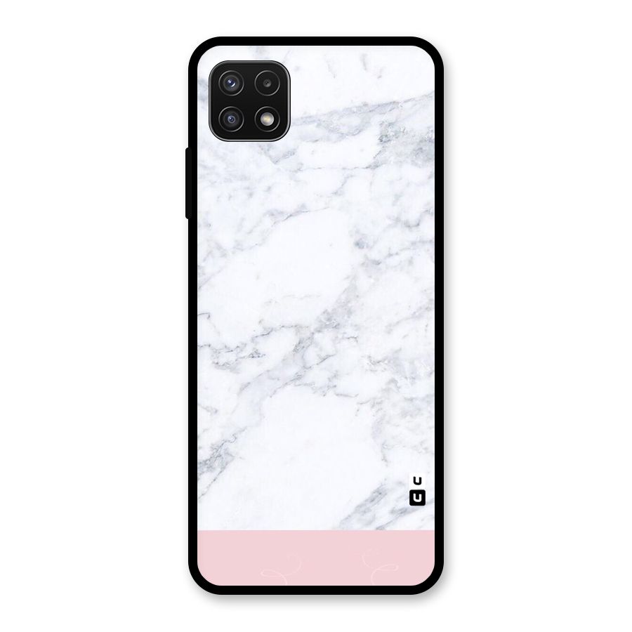 Pink White Merge Marble Glass Back Case for Galaxy A22 5G