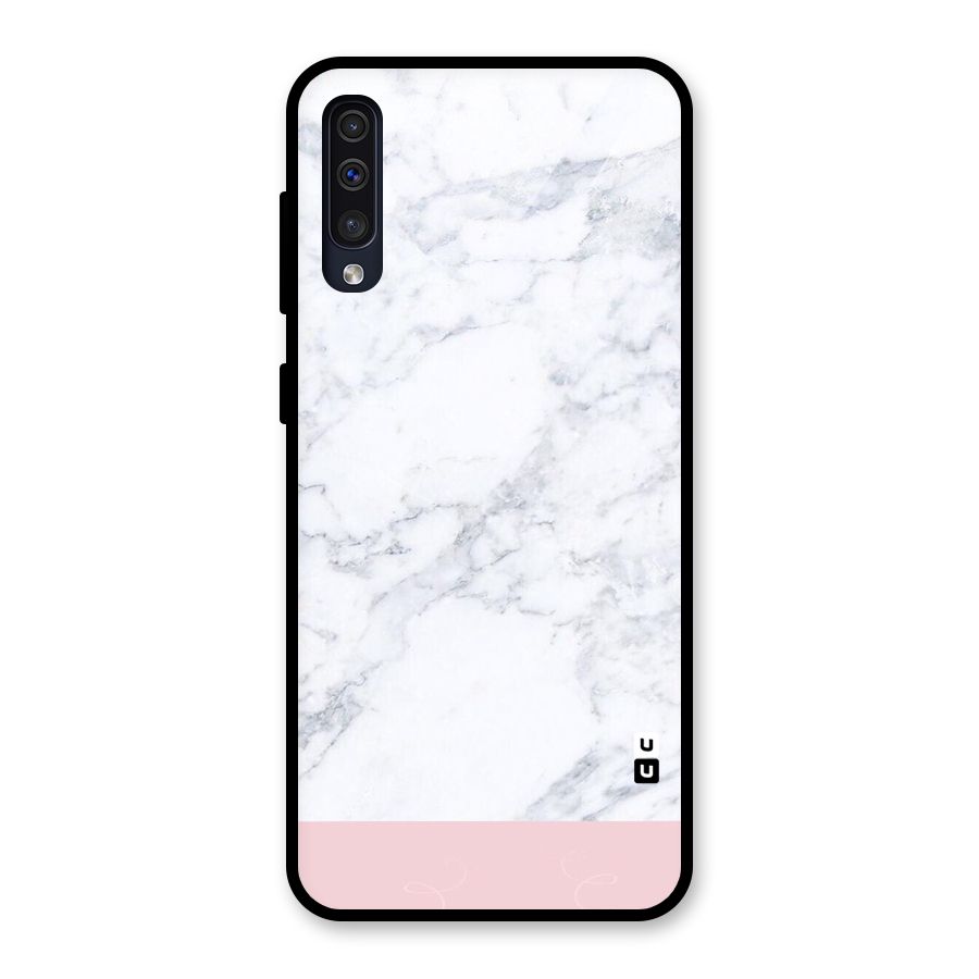 Pink White Merge Marble Glass Back Case for Galaxy A50s