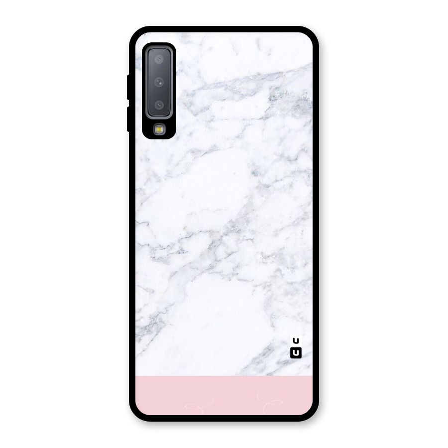 Pink White Merge Marble Glass Back Case for Galaxy A7 (2018)