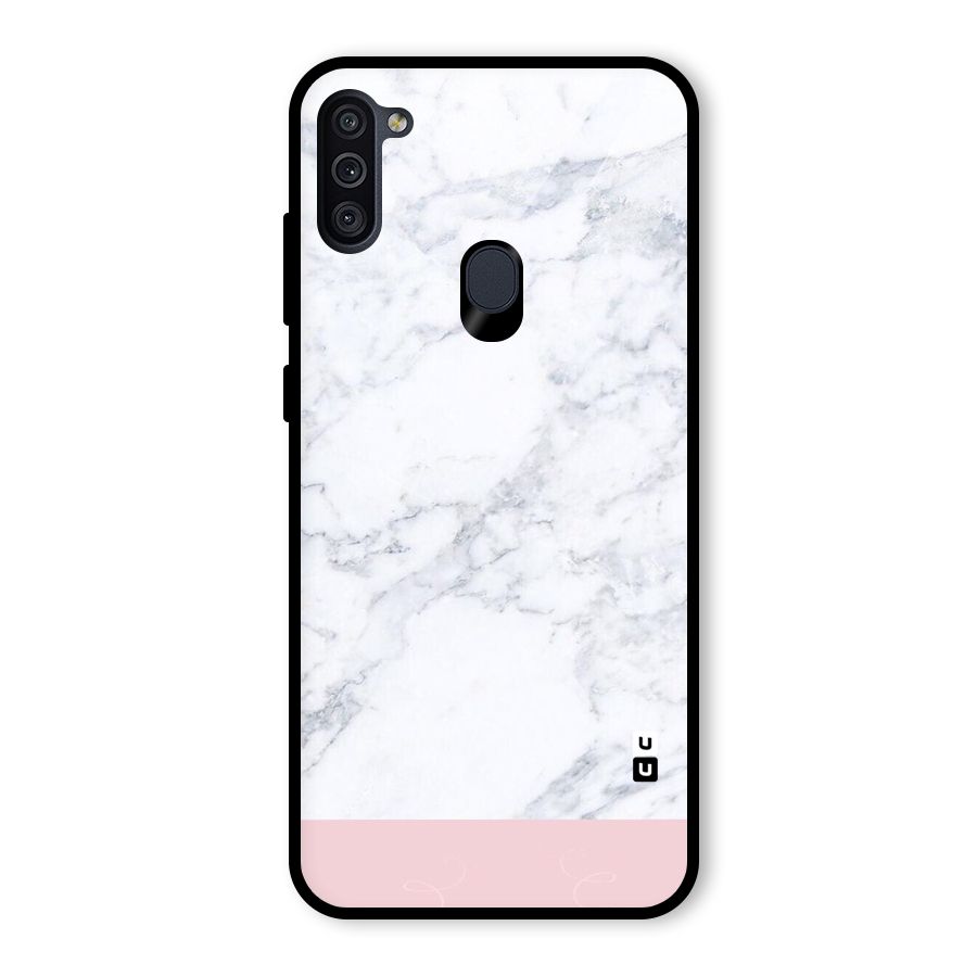 Pink White Merge Marble Glass Back Case for Galaxy M11