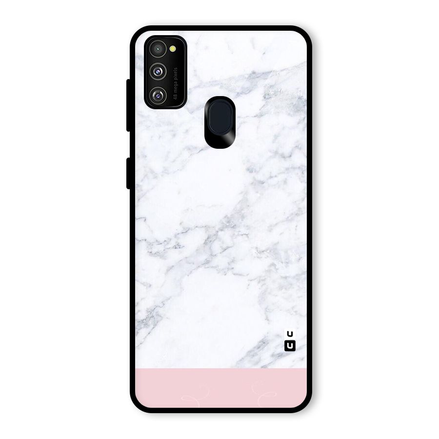 Pink White Merge Marble Glass Back Case for Galaxy M21