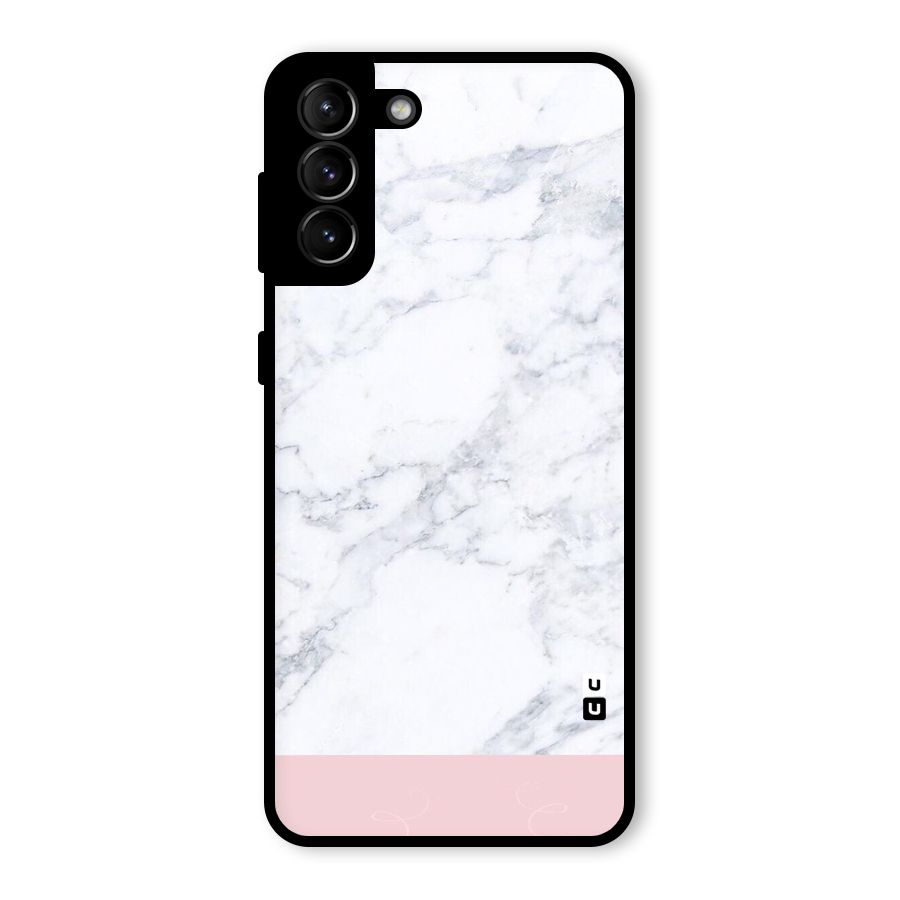 Pink White Merge Marble Glass Back Case for Galaxy S21 Plus