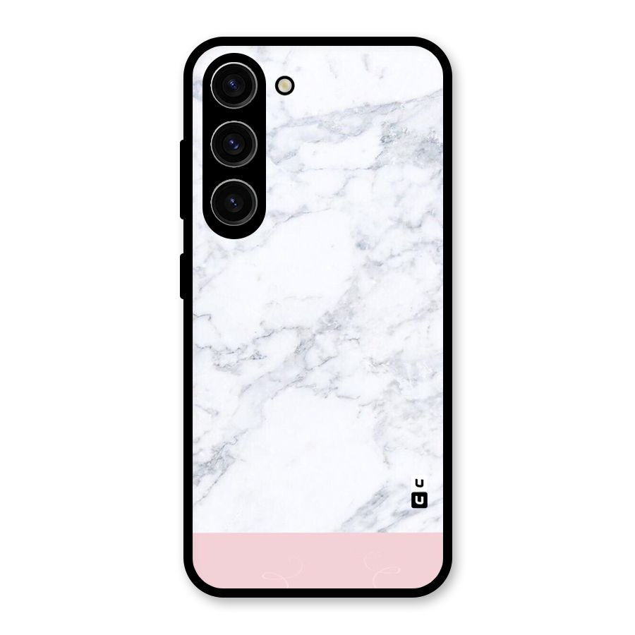 Pink White Merge Marble Glass Back Case for Galaxy S23