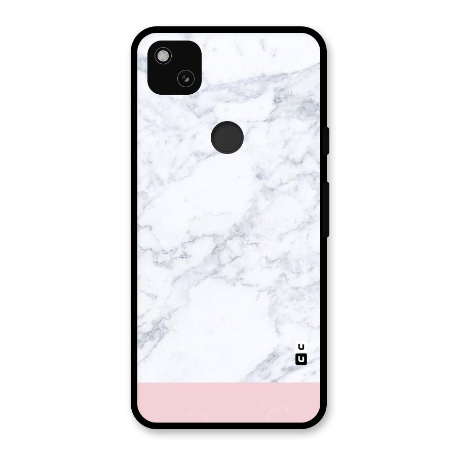 Pink White Merge Marble Glass Back Case for Google Pixel 4a