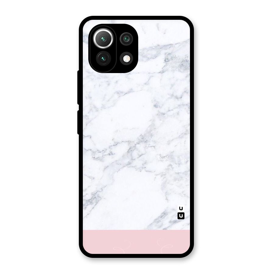 Pink White Merge Marble Glass Back Case for Mi 11 Lite