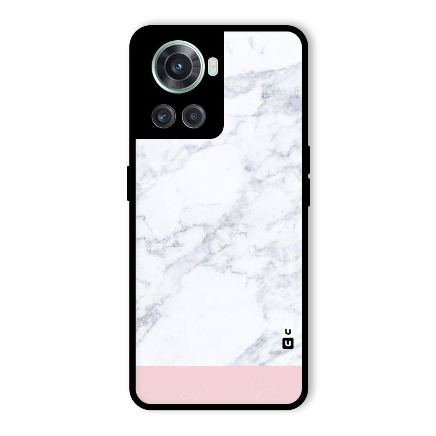 Pink White Merge Marble Glass Back Case for OnePlus 10R