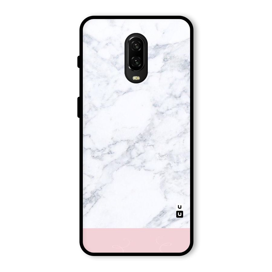 Pink White Merge Marble Glass Back Case for OnePlus 6T