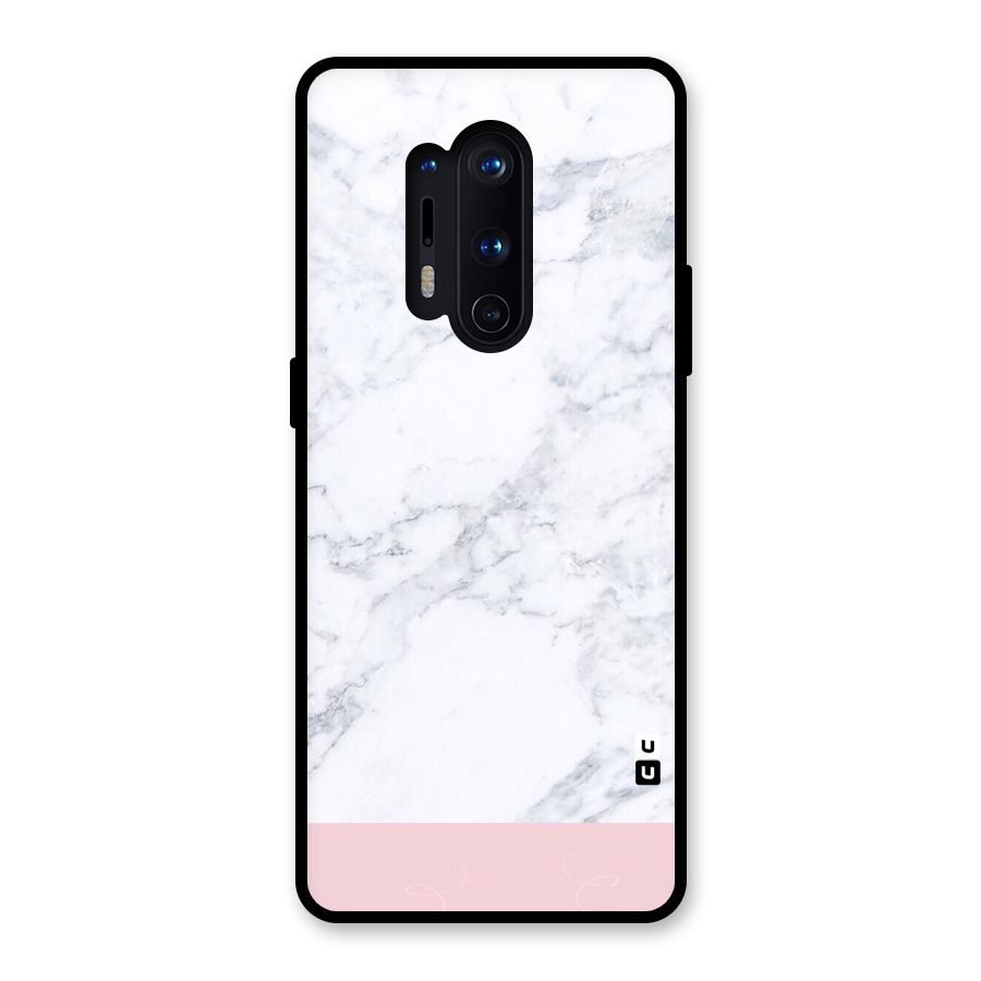 Pink White Merge Marble Glass Back Case for OnePlus 8 Pro