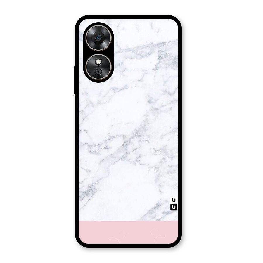 Pink White Merge Marble Glass Back Case for Oppo A17
