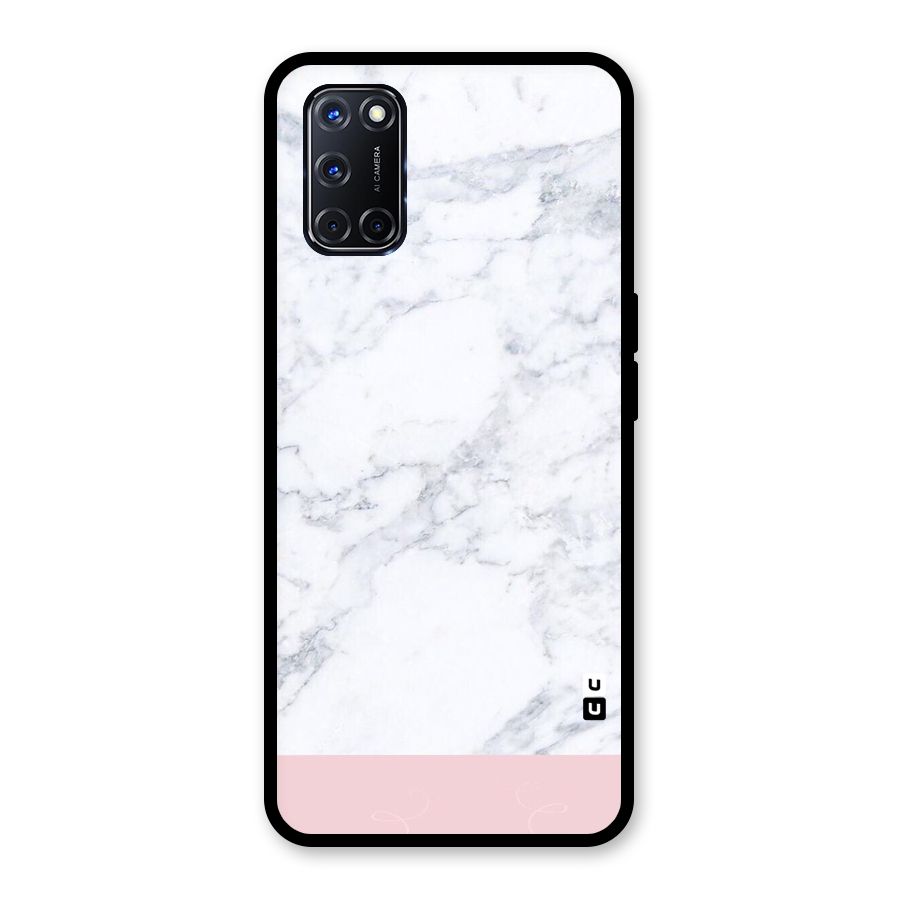Pink White Merge Marble Glass Back Case for Oppo A52
