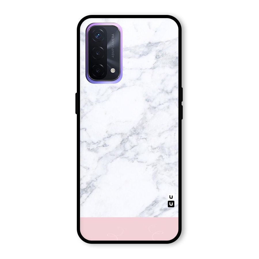 Pink White Merge Marble Glass Back Case for Oppo A74 5G
