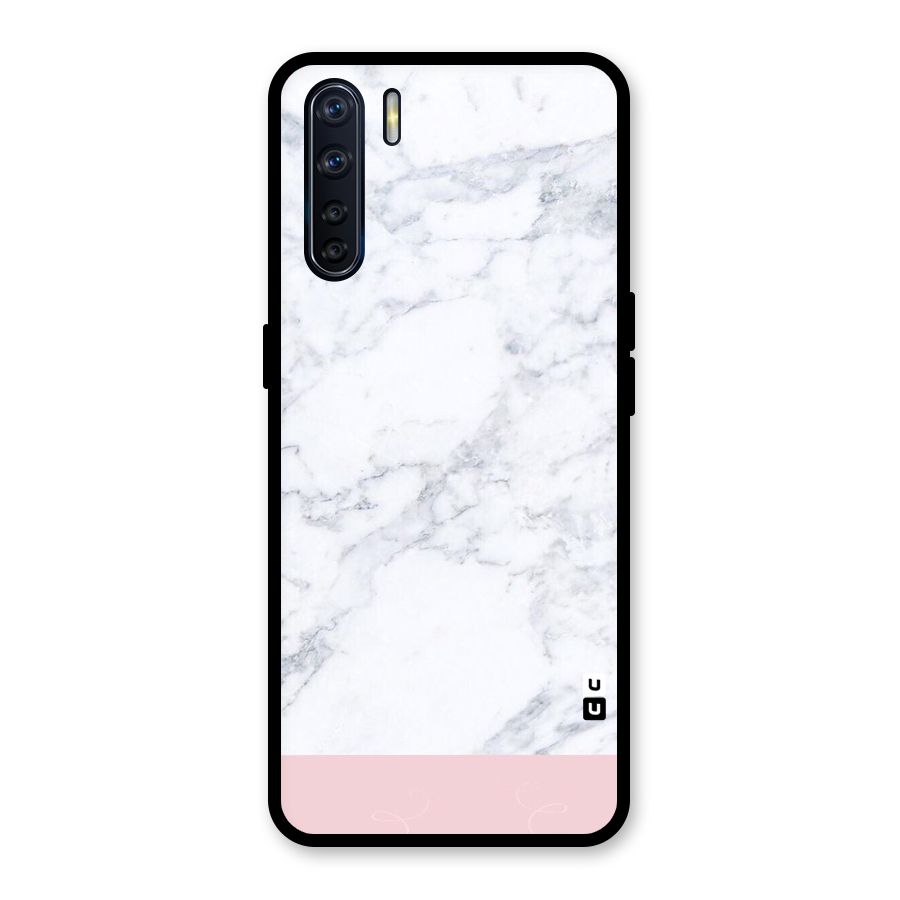 Pink White Merge Marble Glass Back Case for Oppo F15