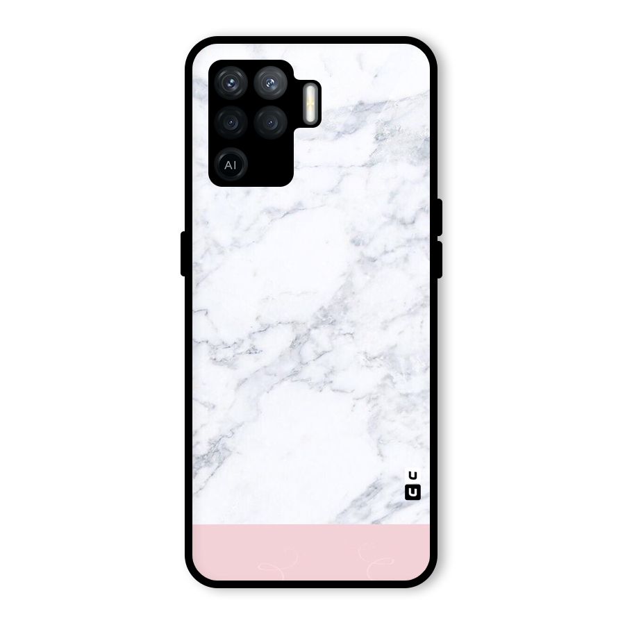Pink White Merge Marble Glass Back Case for Oppo F19 Pro