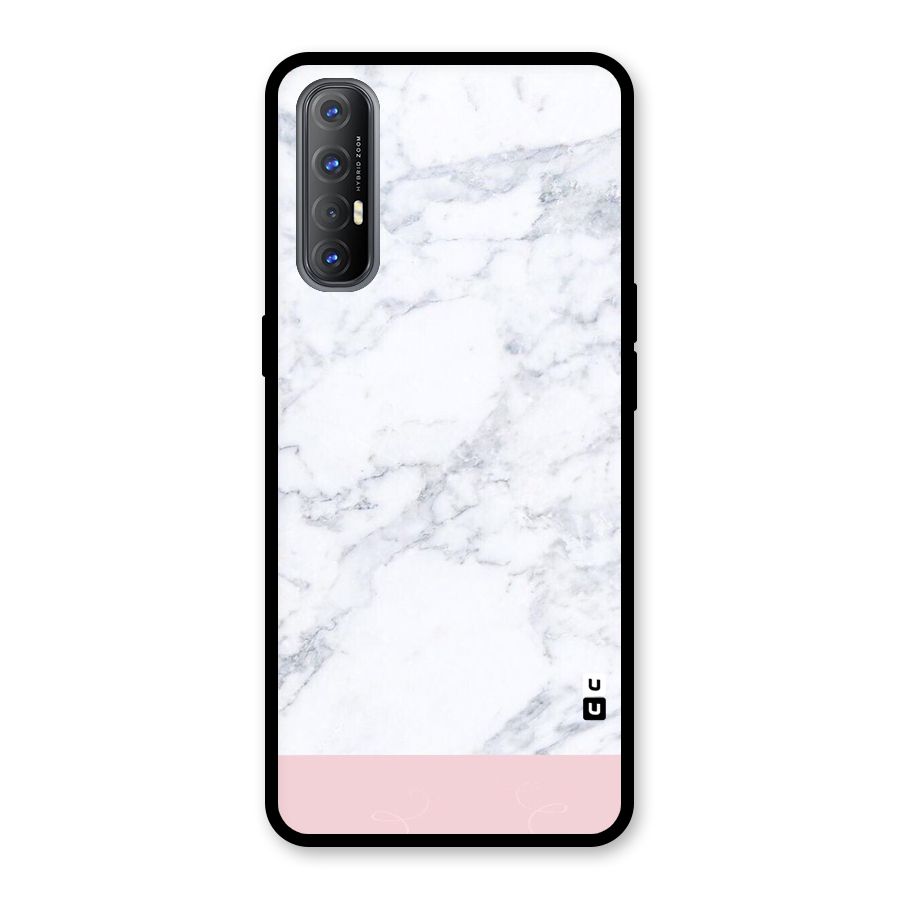 Pink White Merge Marble Glass Back Case for Oppo Reno3 Pro