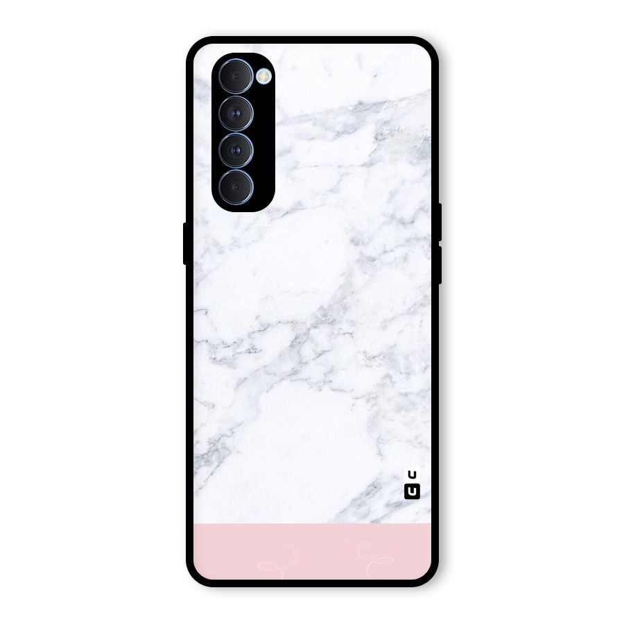 Pink White Merge Marble Glass Back Case for Oppo Reno4 Pro