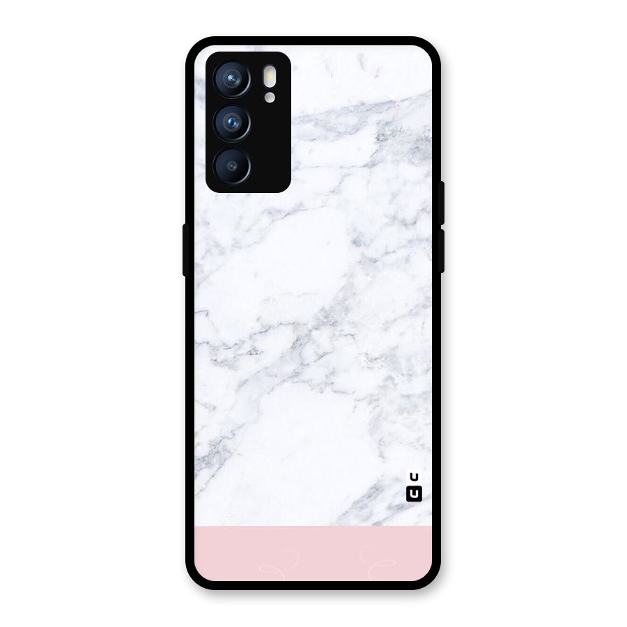 Pink White Merge Marble Glass Back Case for Oppo Reno6 5G