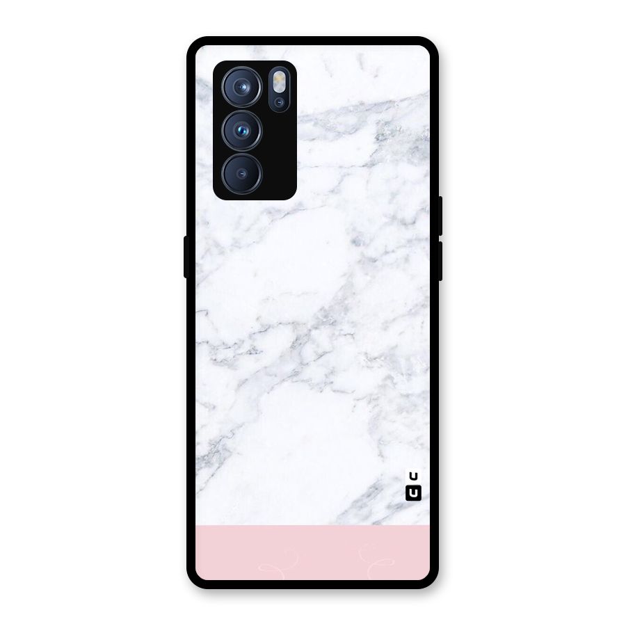 Pink White Merge Marble Glass Back Case for Oppo Reno6 Pro 5G