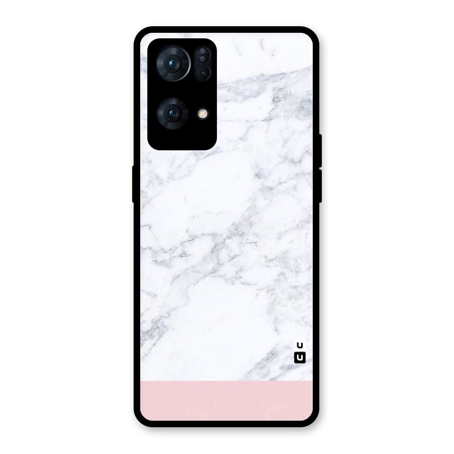 Pink White Merge Marble Glass Back Case for Oppo Reno7 Pro 5G