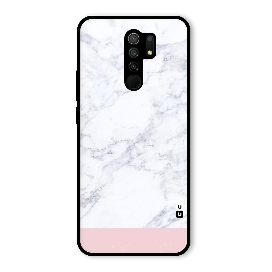 Pink White Merge Marble Glass Back Case for Poco M2