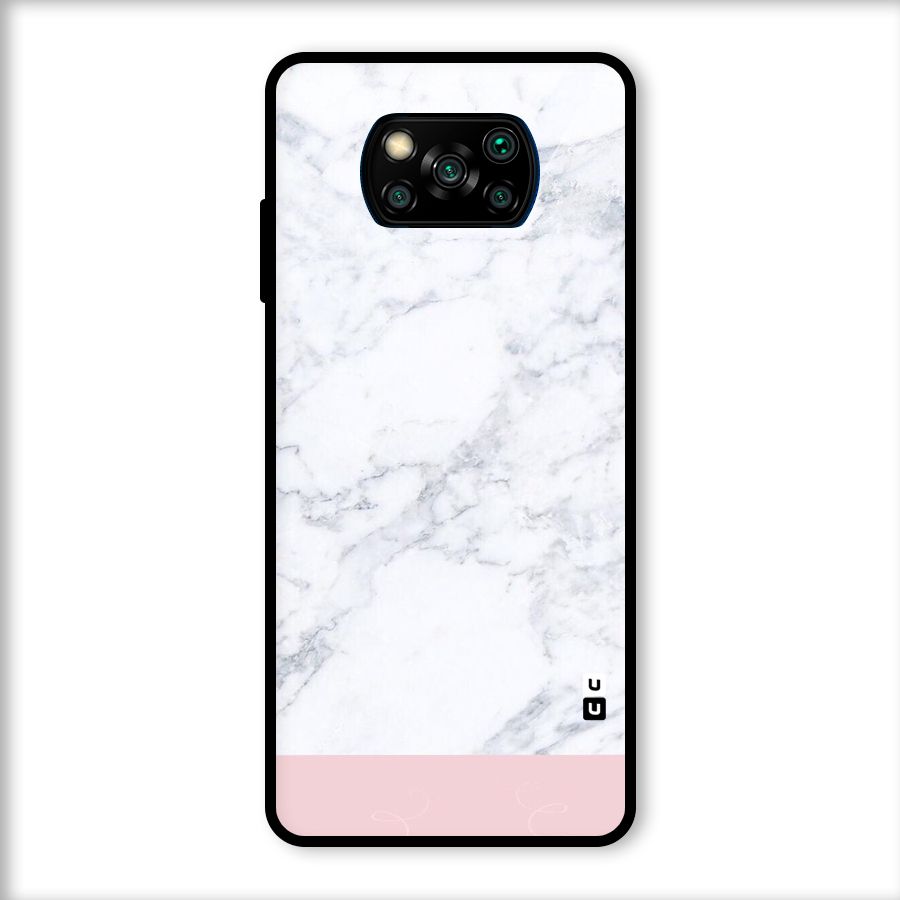 Pink White Merge Marble Glass Back Case for Poco X3