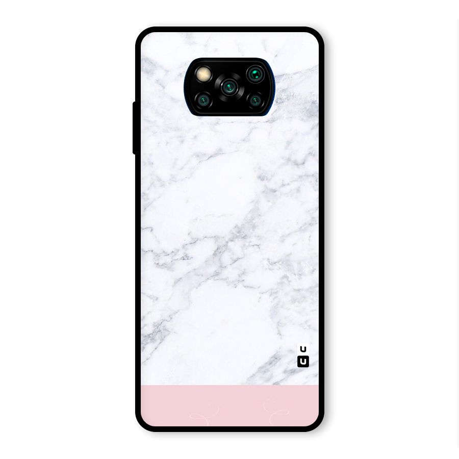 Pink White Merge Marble Glass Back Case for Poco X3 Pro