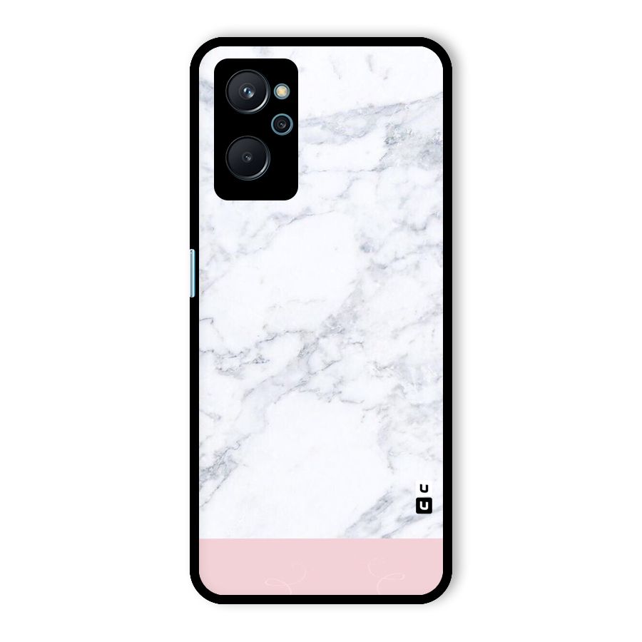 Pink White Merge Marble Glass Back Case for Realme 9i