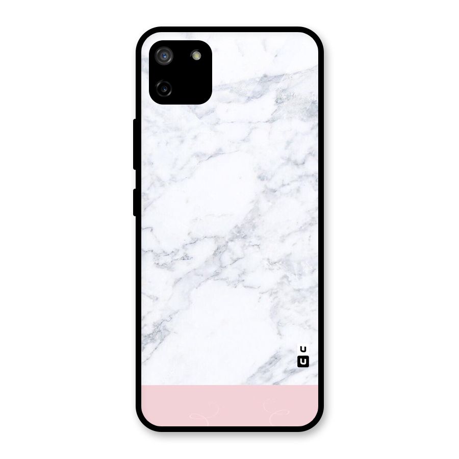 Pink White Merge Marble Glass Back Case for Realme C11