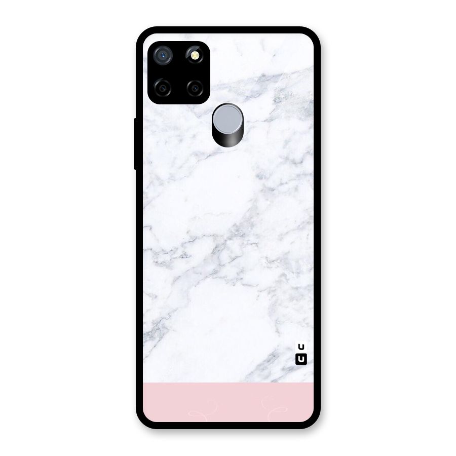 Pink White Merge Marble Glass Back Case for Realme C12