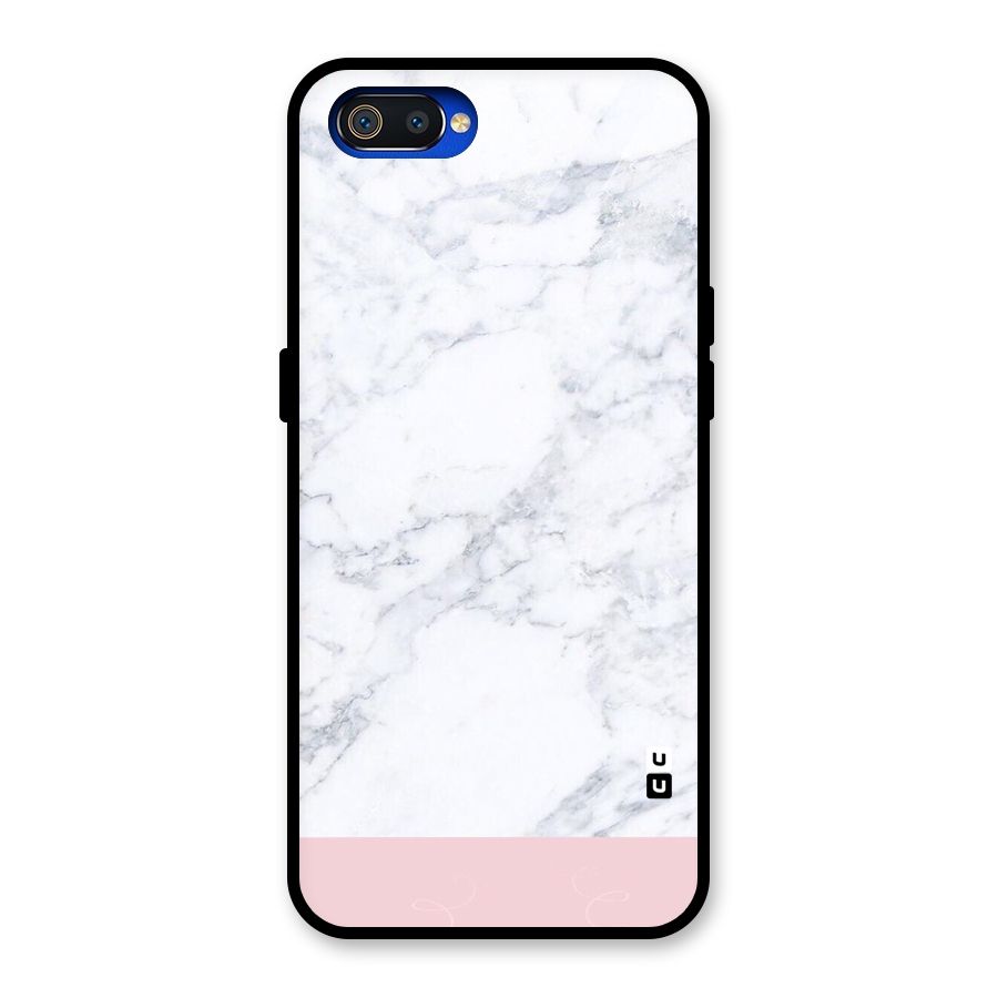 Pink White Merge Marble Glass Back Case for Realme C2