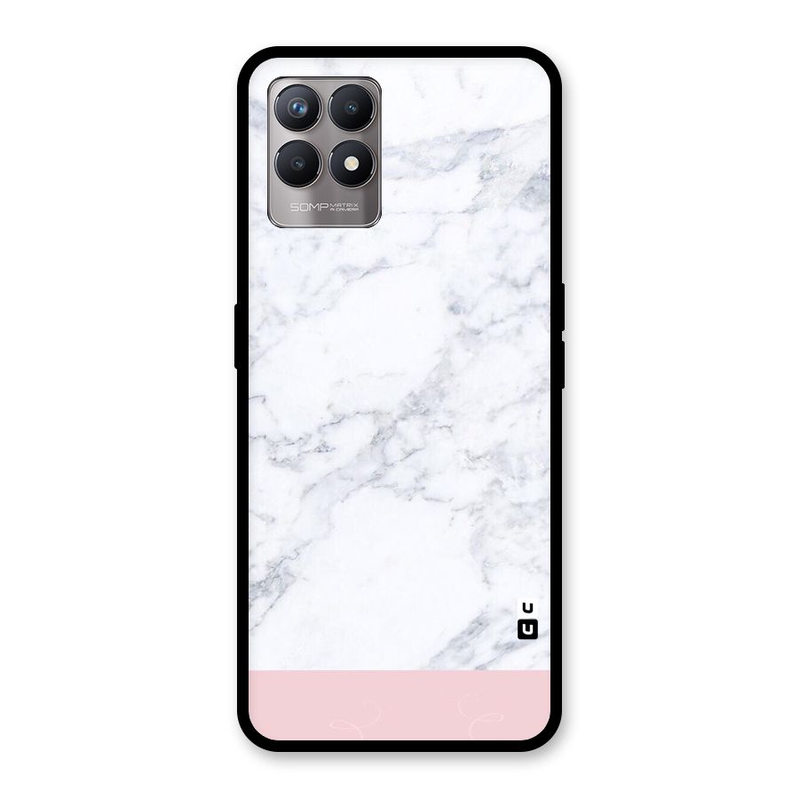 Pink White Merge Marble Glass Back Case for Realme Narzo 50