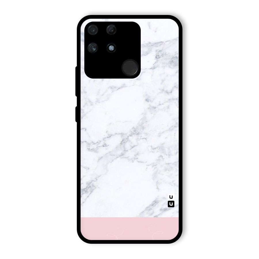 Pink White Merge Marble Glass Back Case for Realme Narzo 50A