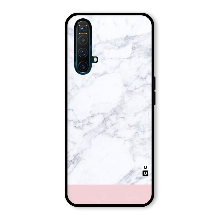 Pink White Merge Marble Glass Back Case for Realme X3