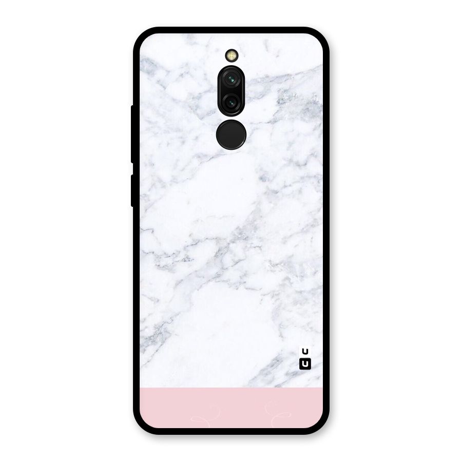 Pink White Merge Marble Glass Back Case for Redmi 8