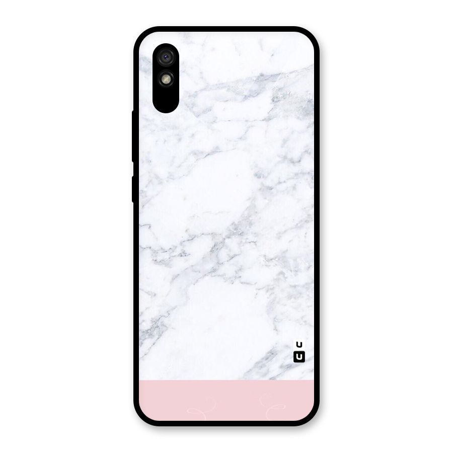 Pink White Merge Marble Glass Back Case for Redmi 9A