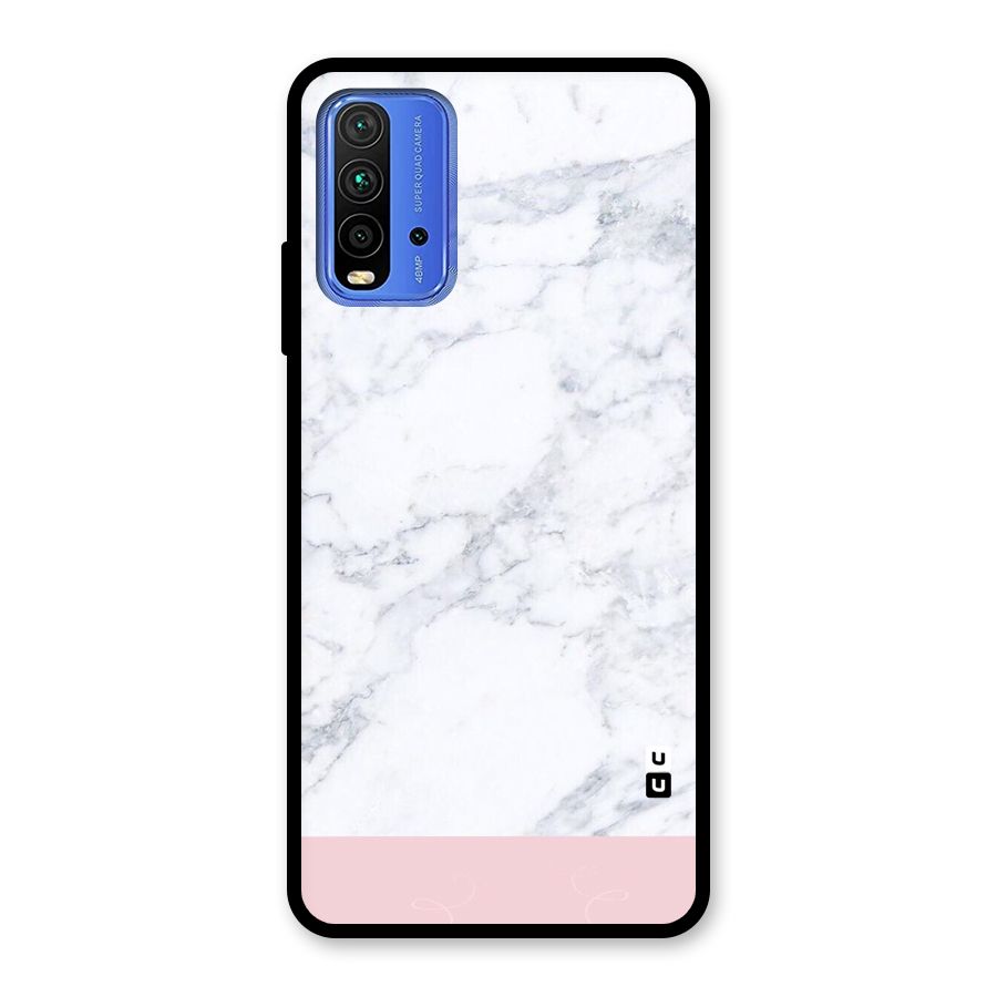 Pink White Merge Marble Glass Back Case for Redmi 9 Power