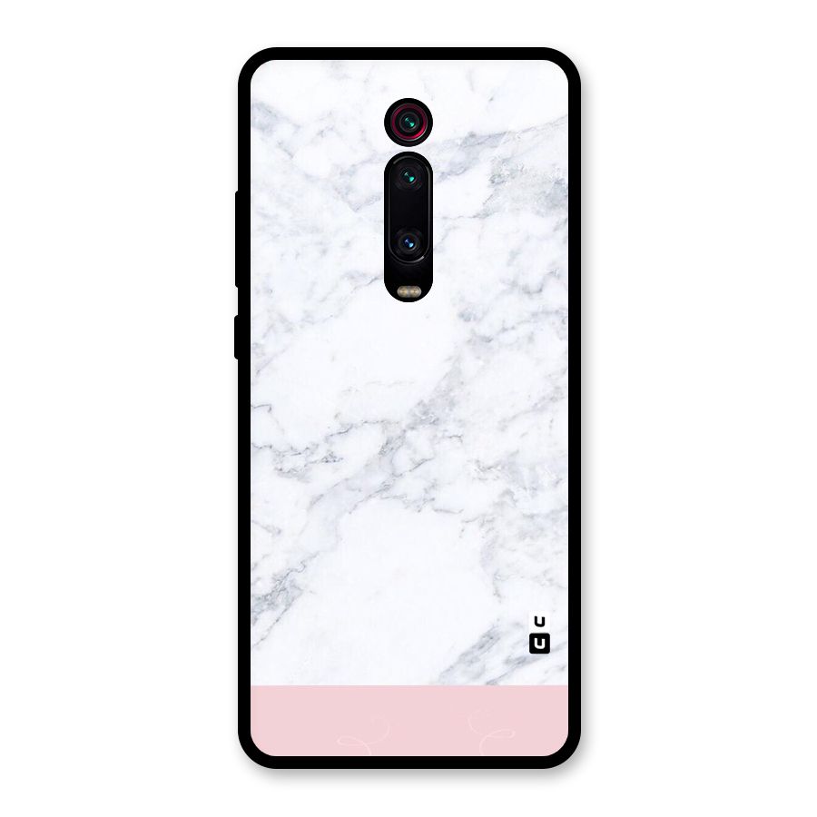 Pink White Merge Marble Glass Back Case for Redmi K20